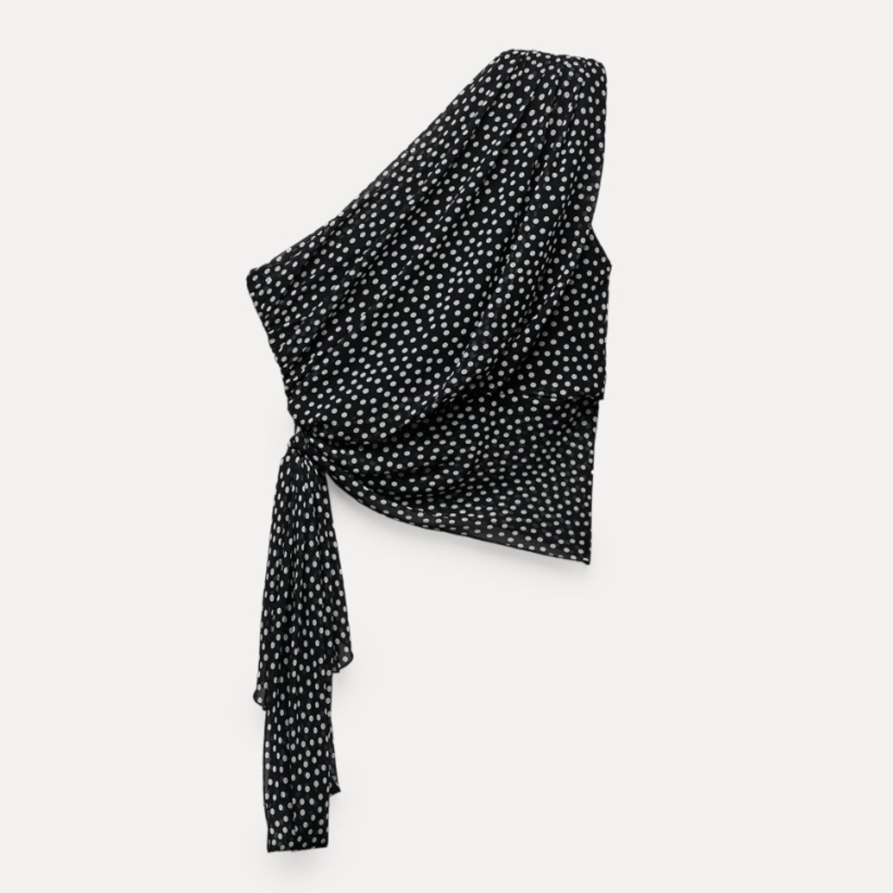 ISO Zara Asymmetric Polka Dot Top